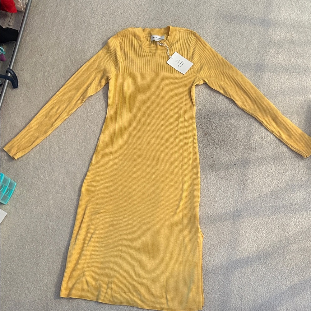 Elegant Mustard Long Sleeve Dress